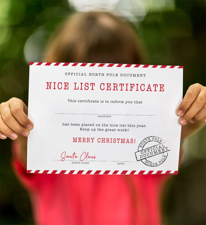 2015 Nice List Certificate Printable