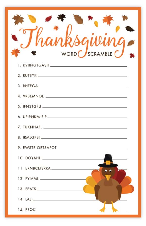 Free Printable Thanksgiving Worksheets Pdf