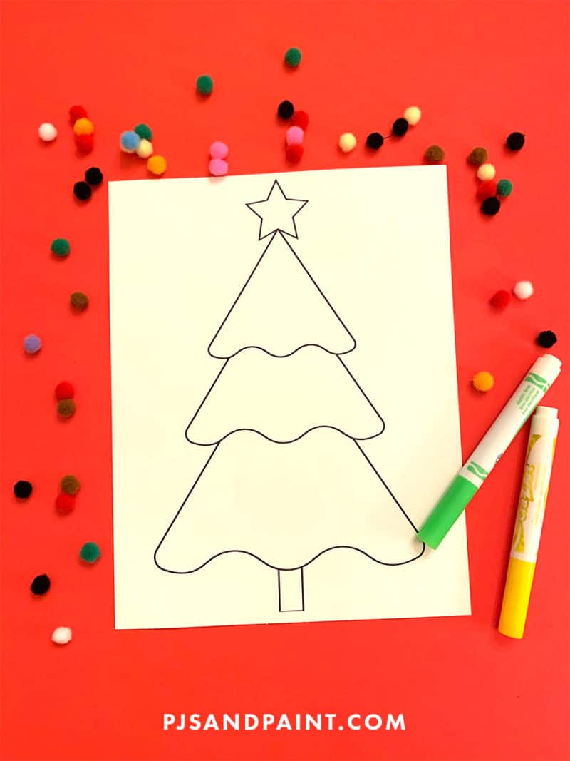 christmas tree coloring page blank