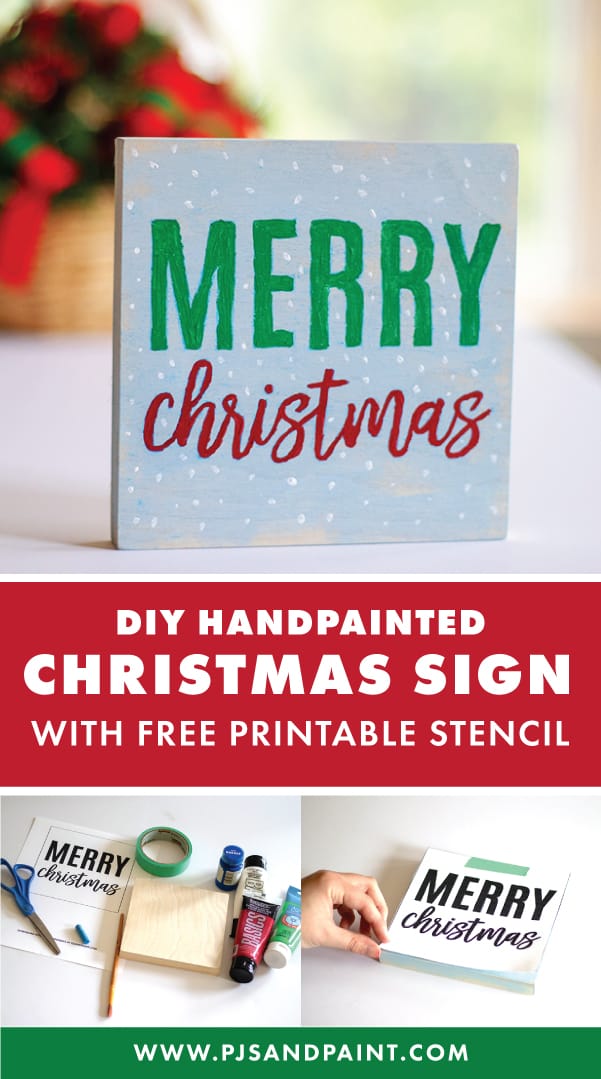 DIY Handpainted Christmas Sign Tutorial - With Free Printable Stencil