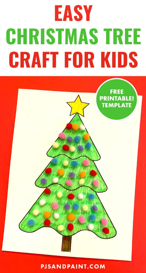 Easy Christmas Tree Craft for Kids - Pom Pom Christmas Tree