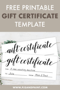 Free Printable Gift Certificate Template - Pjs and Paint