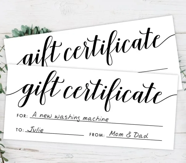 gift certificate featured