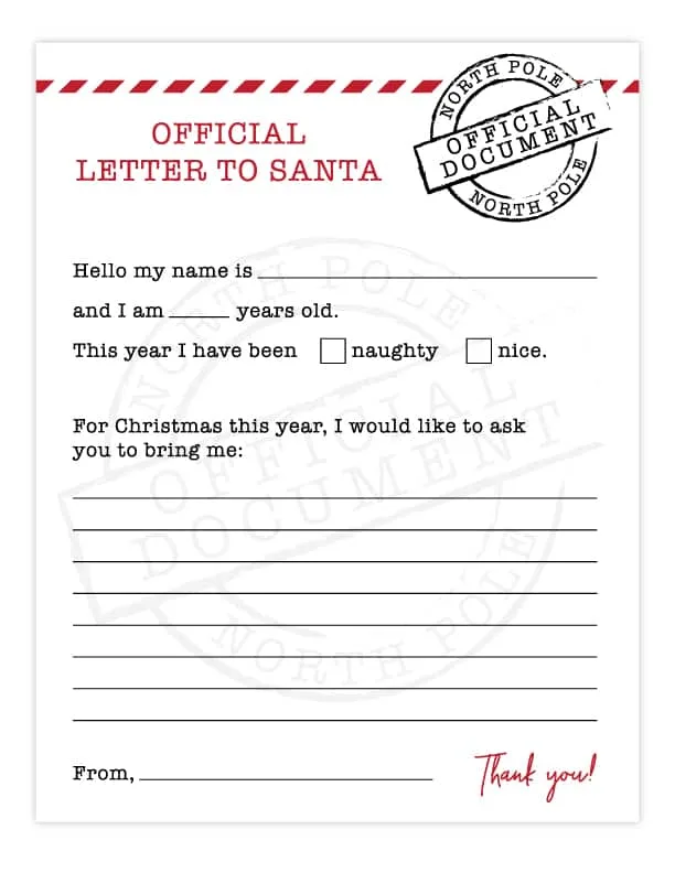Sleigh Mail Dear Santa Letter Kid/'s Christmas Activity Matching Envelope 5x7 Printable Official Letter to Santa Claus Instant Download