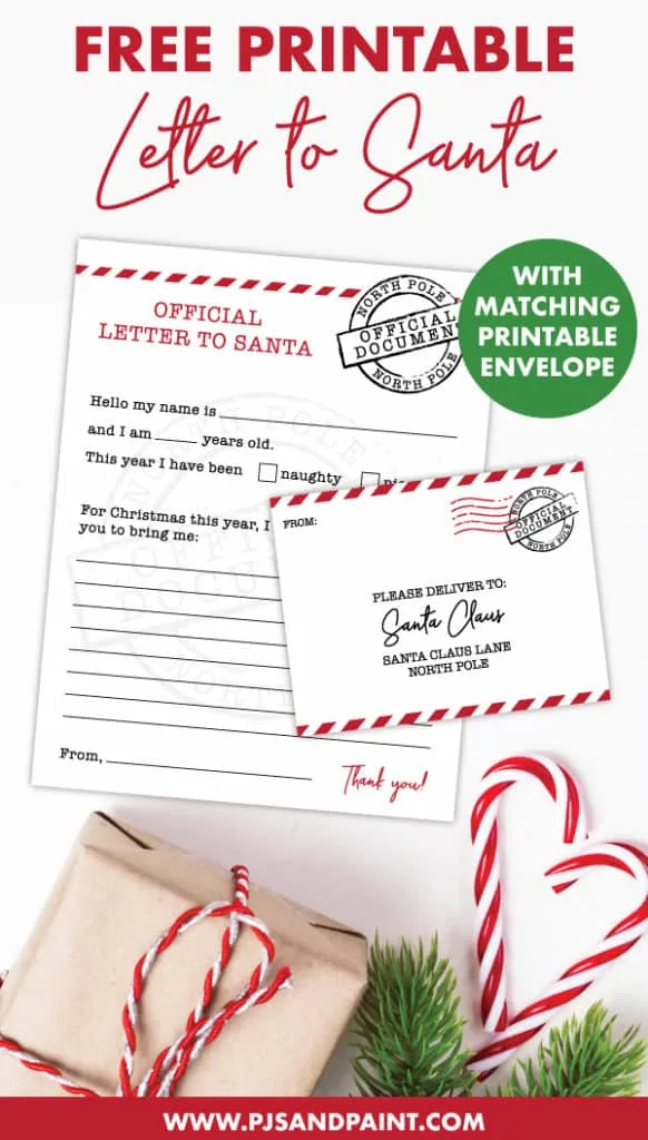 free printable letter to santa with matching printable envelope