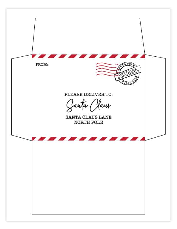 Free Printable Letter to Santa with Matching Printable Envelope