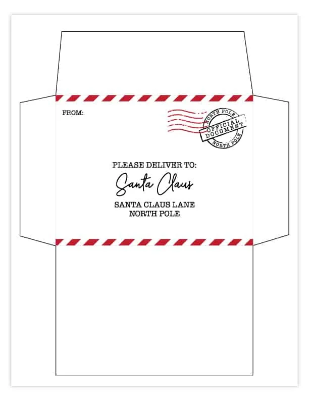 Free Printable Letter to Santa with Matching Printable Envelope