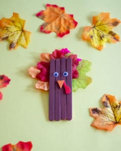 Popsicle Stick Turkey Craft - Pjs and Paint - Easy Thanksgiving Crafts