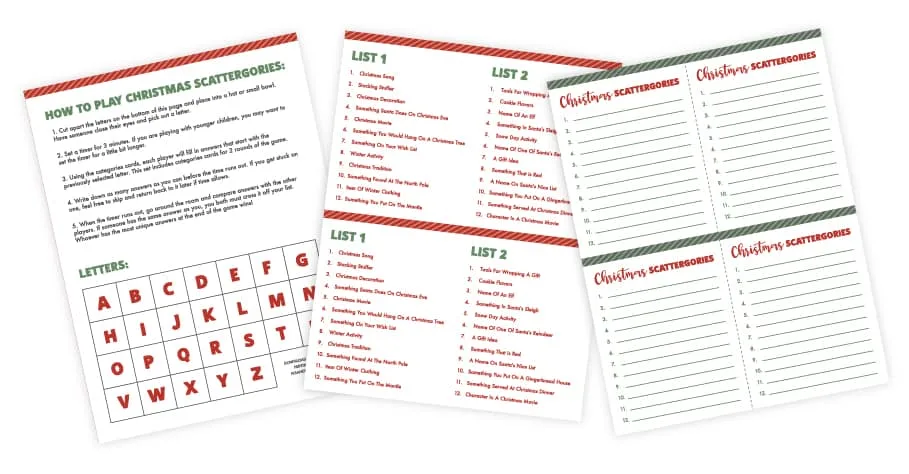 christmas scattergories