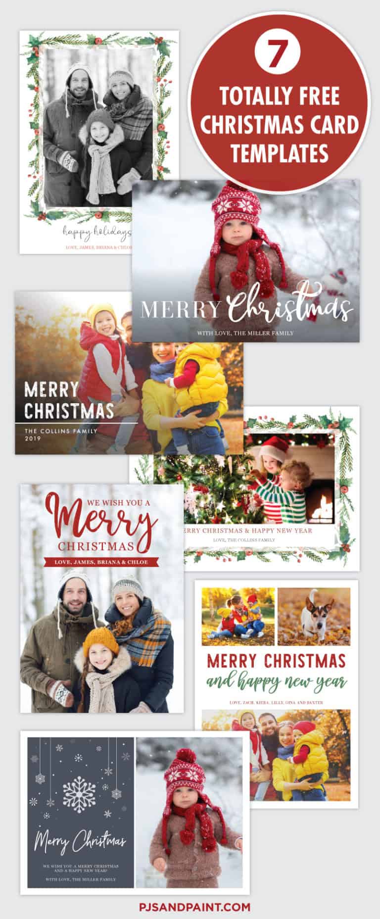 7 Free Christmas Card Templates You Can Download And Print Today - Pjs 