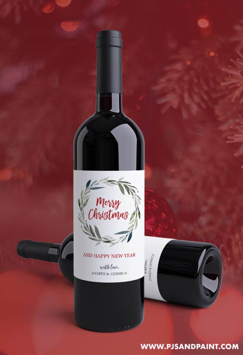 christmas wine bottle labels free printable pjs and paint