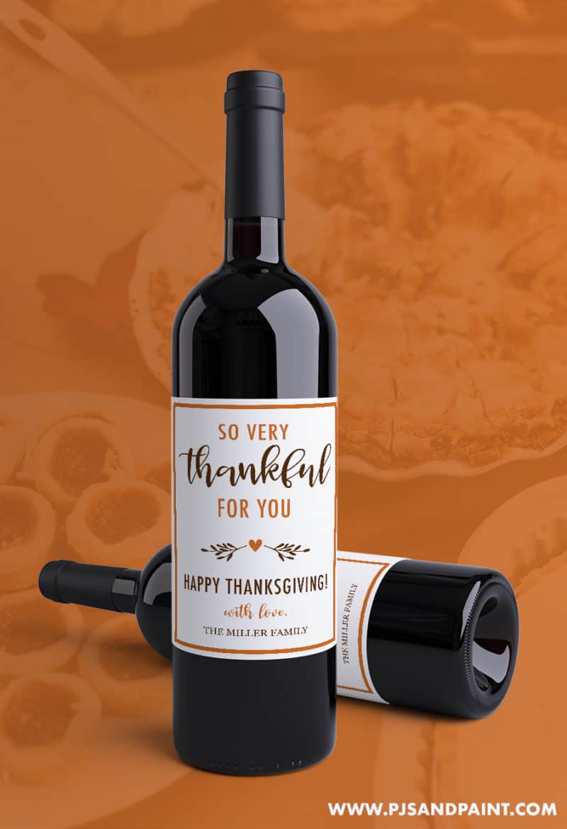 thanksgiving wine bottle label