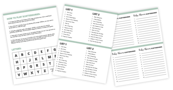 Baby Scattergories Printable