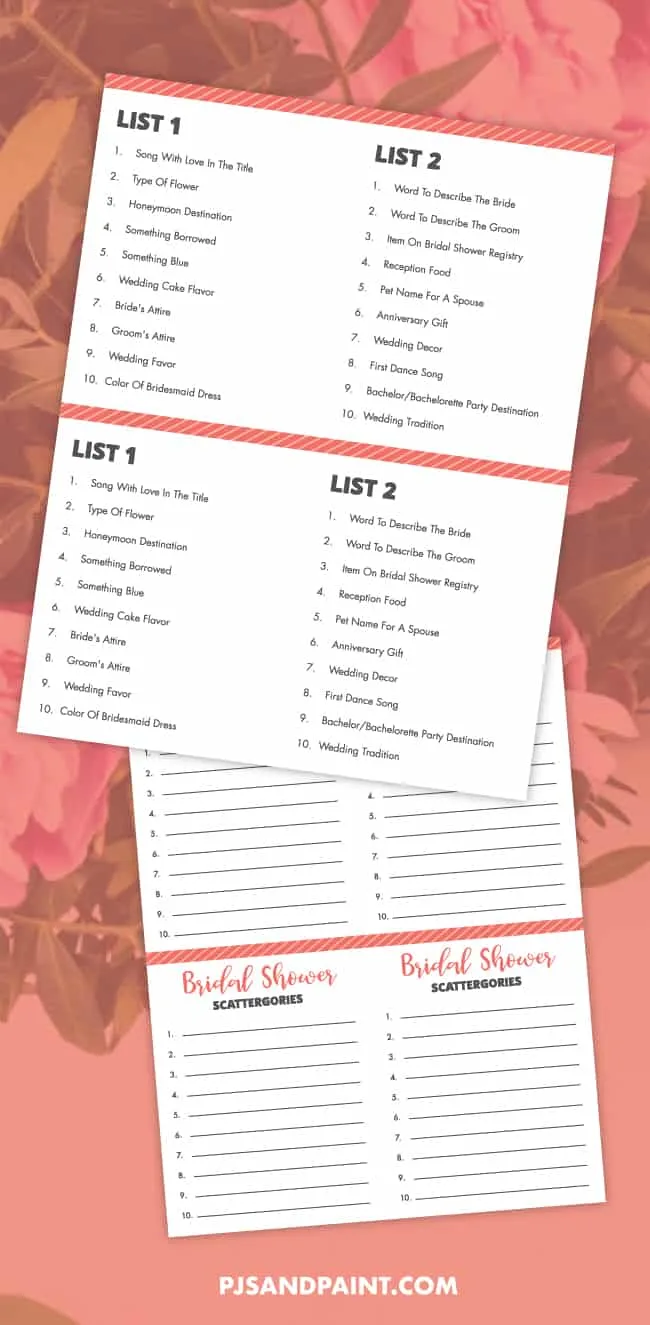 free printable bridal shower games