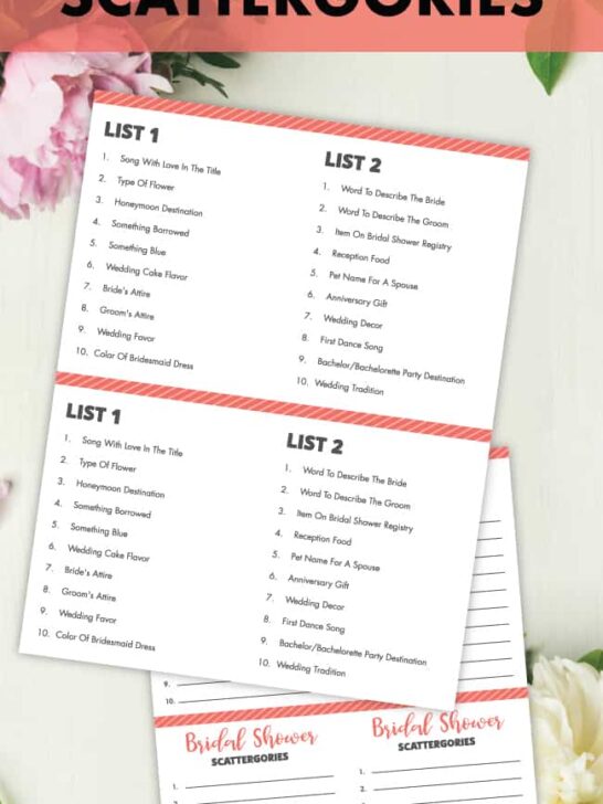 Baby Shower Scattergories - Free Printable Baby Shower Games