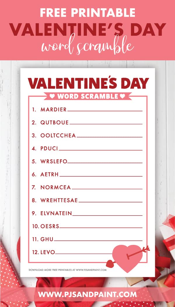 free printable valentines day word scramble