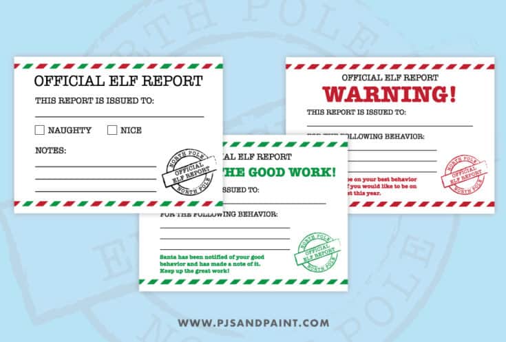 Official Elf Report - Free Printable Elf Report Cards - Pjs and Paint