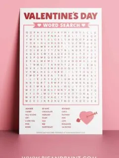 valentines day word search mockup
