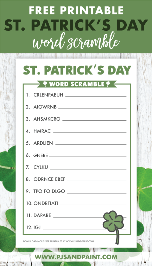 st patricks day word scramble with answers