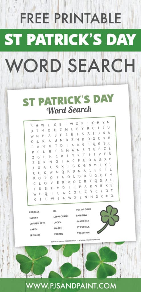 free printable st patricks day word search pinterest