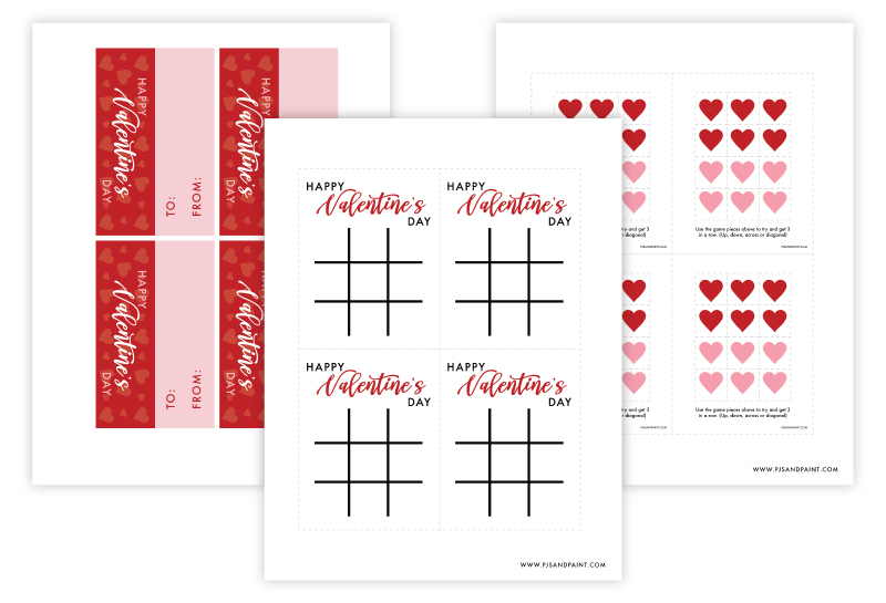 Free Printable Valentine s Day Tic Tac Toe Pjs And Paint