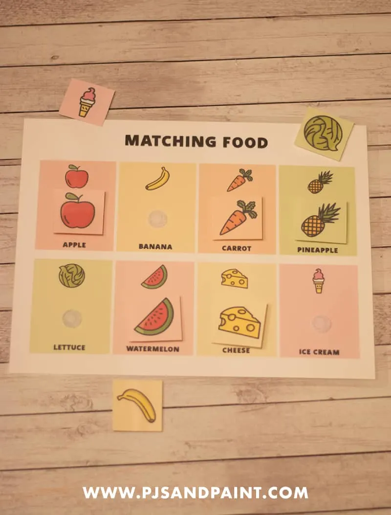 matching food activity