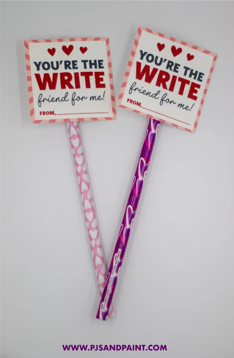 Assembled Valentines Day Pencils With Tags, Cards and Valentines