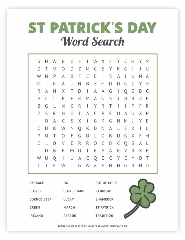 st patricks day word search