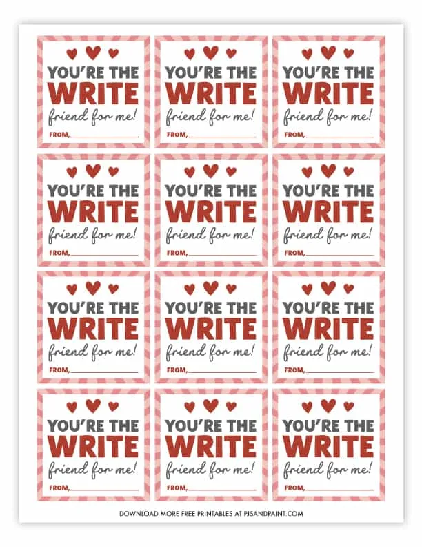 you're the write friend for me free printable