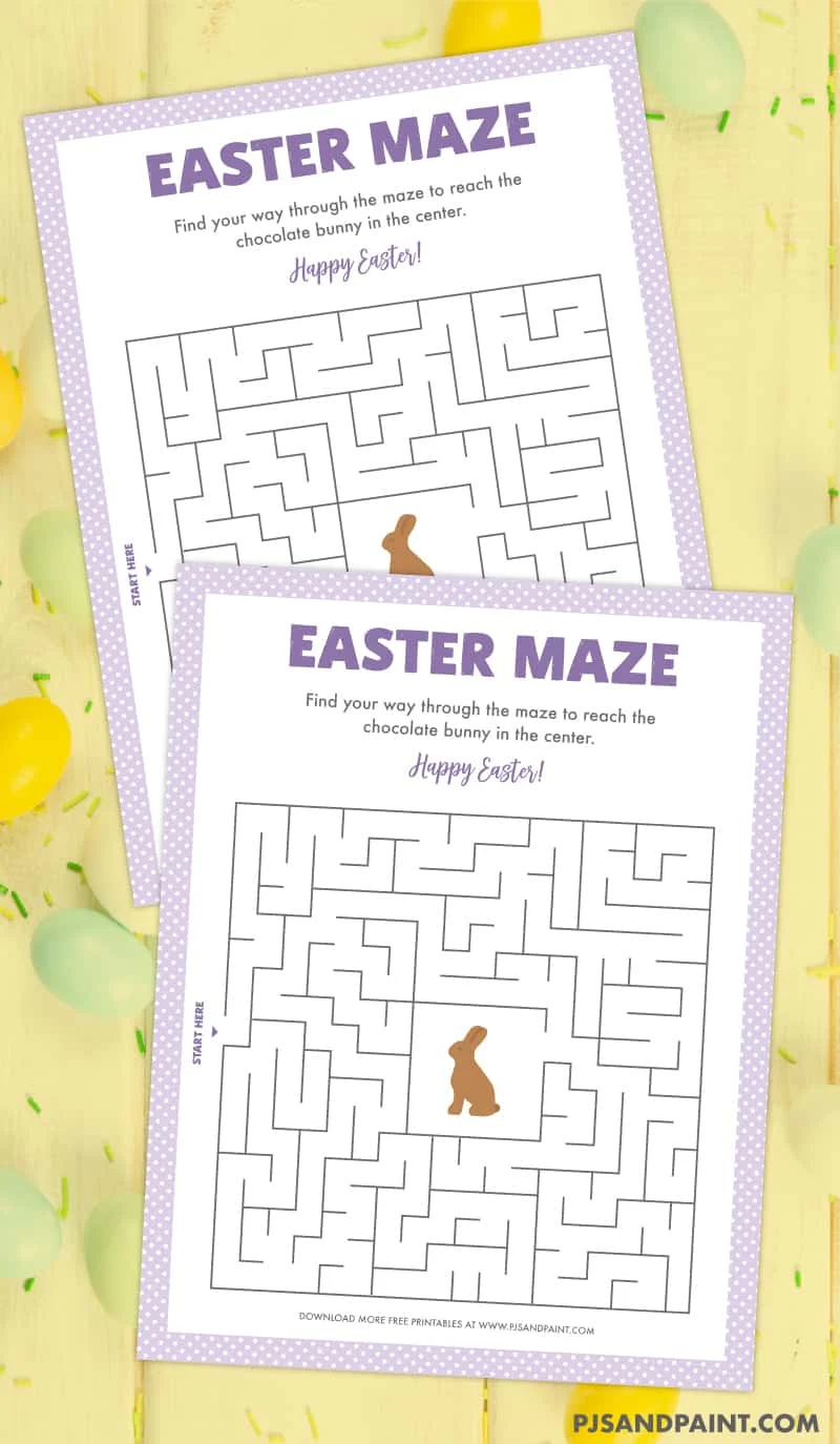 Free Printable Easter Maze Easter Games And Activities Pjs And Paint