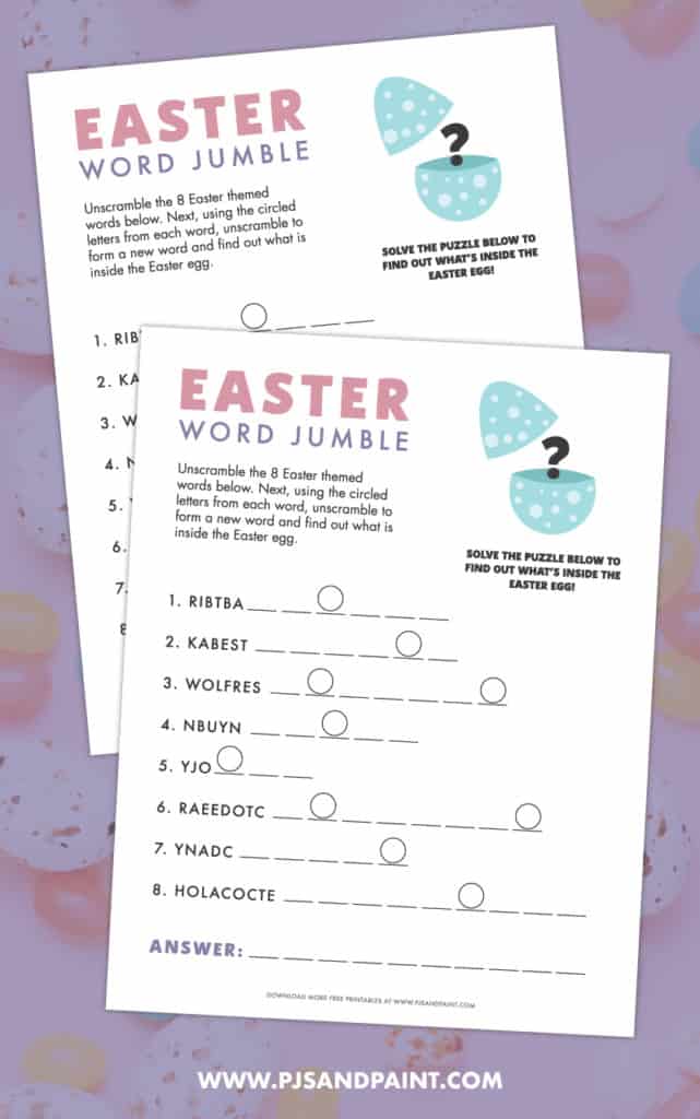 free printable easter word jumble game