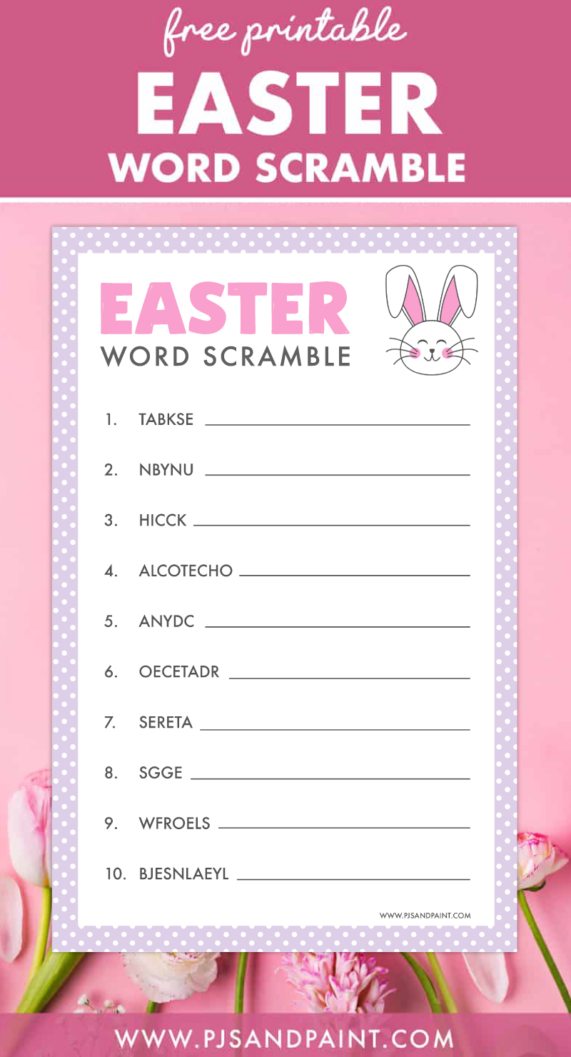 free printable bunny easter word scramble