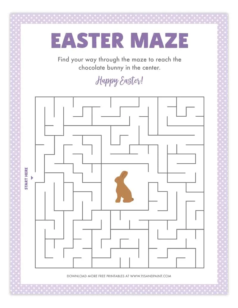 Free Printable Easter Maze Easter Games and Activities Pjs and Paint