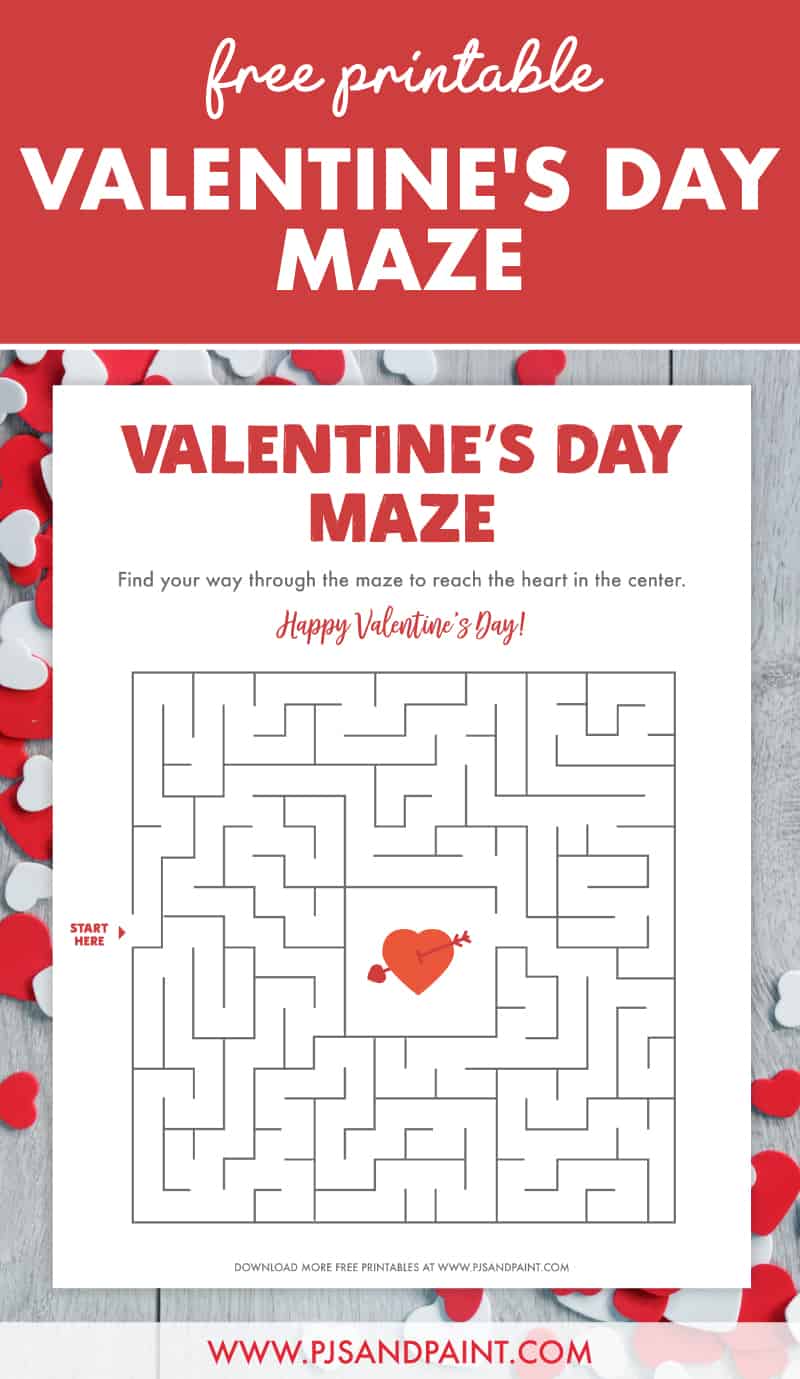 Free Printable Valentine's Day Maze - Pjs and Paint