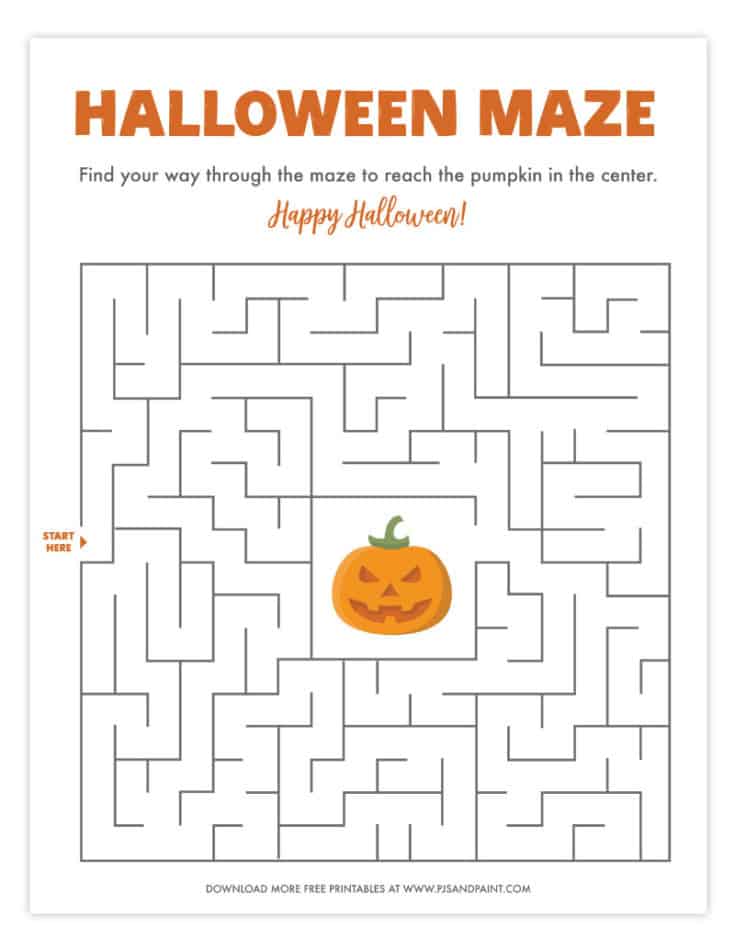 Free Printable Halloween Maze Pjs and Paint