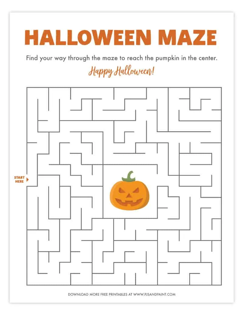 free printable halloween maze