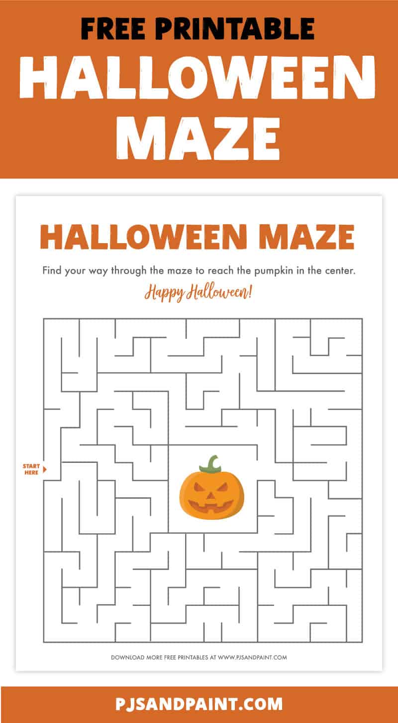 free printable halloween maze pjs and paint