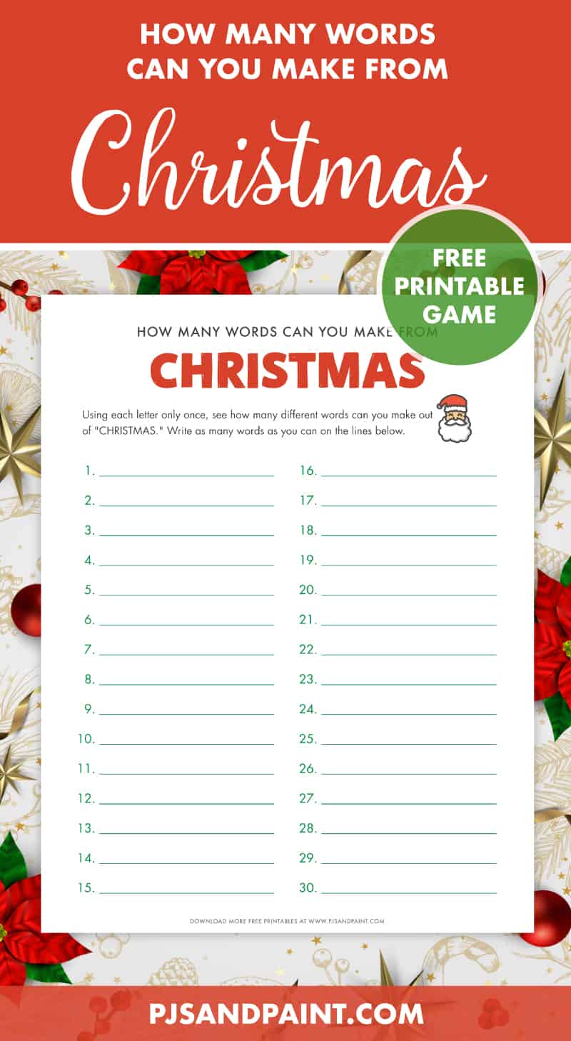 how many words can you make from christmas printable