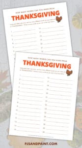 How many words can you make out of Thanksgiving - Free Printable