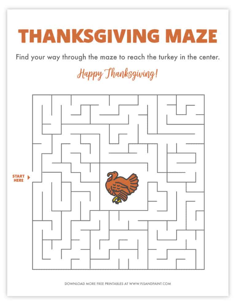 Thanksgiving Maze Printable Please Do Not Sell Or Redistribute It In 