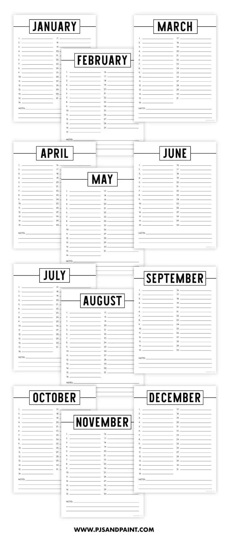 free perpetual calendar printable