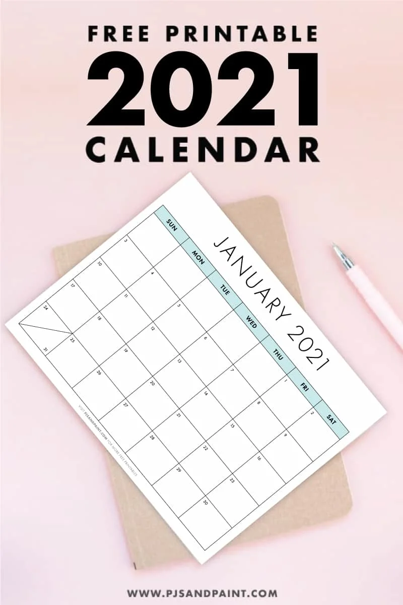 free printable 2021 calendar