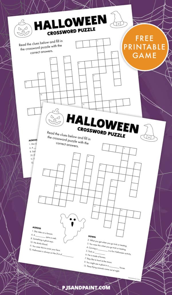 Free Printable Halloween Crossword Puzzle - Pjs and Paint