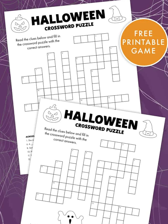 Free Printable Halloween Crossword Puzzle Pjs and Paint