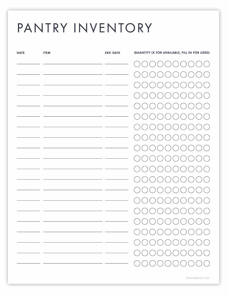 free printable pantry inventory list