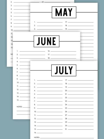 free printable perpetual calendar Archives - Pjs and Paint