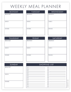 Free Printable Weekly Meal Planner - Pjs and Paint