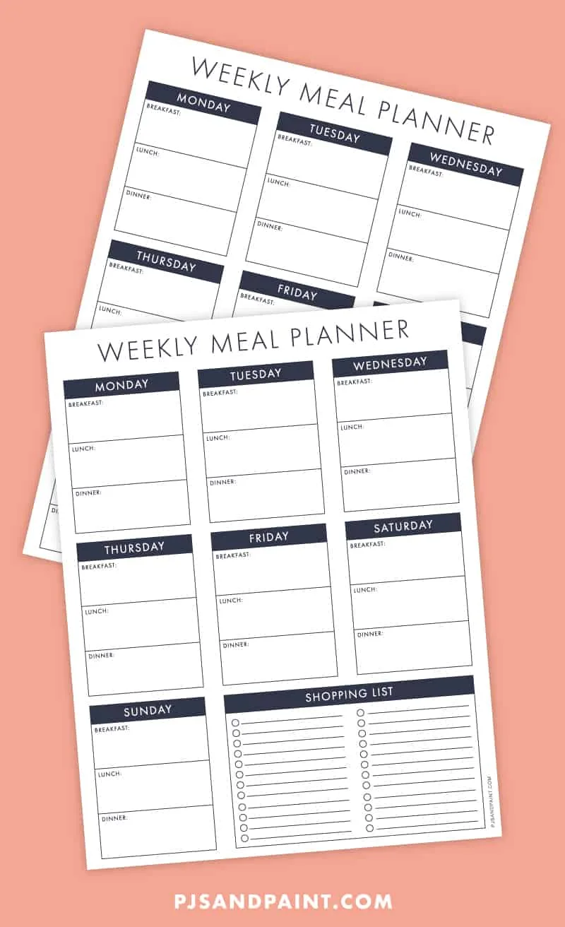 weekly meal planner printable