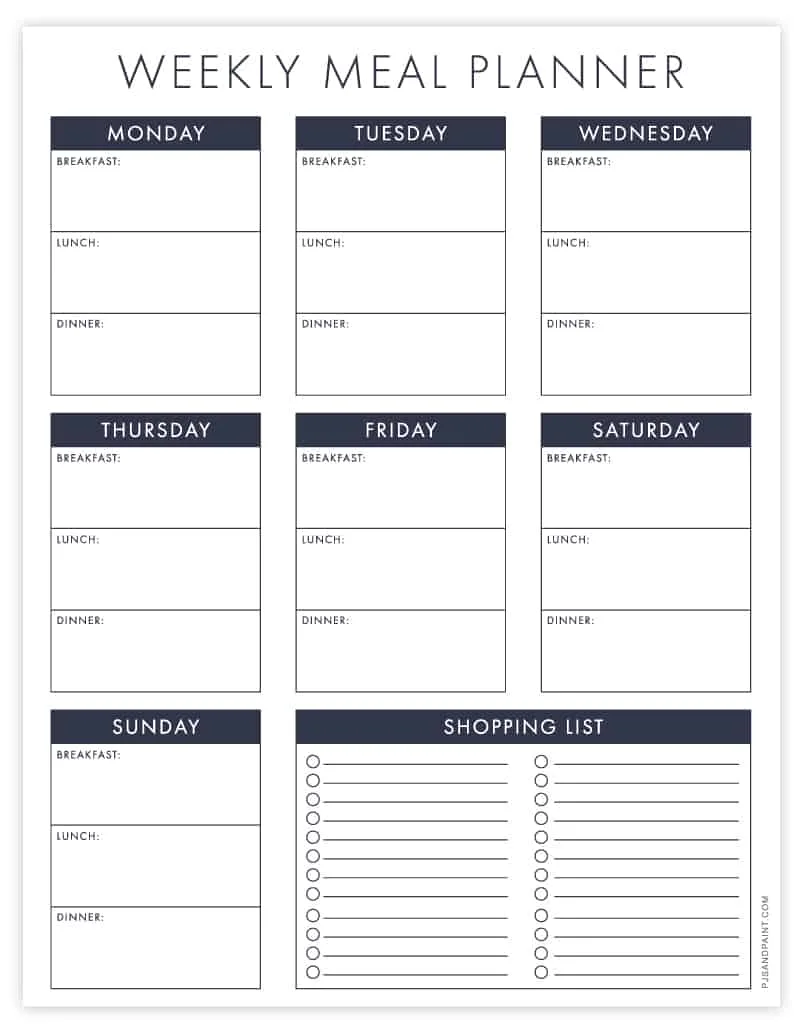 weekly meal planner