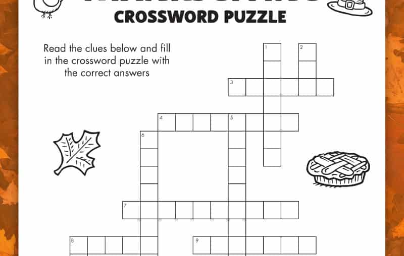 free printable thanksgiving crossword puzzle pinterest